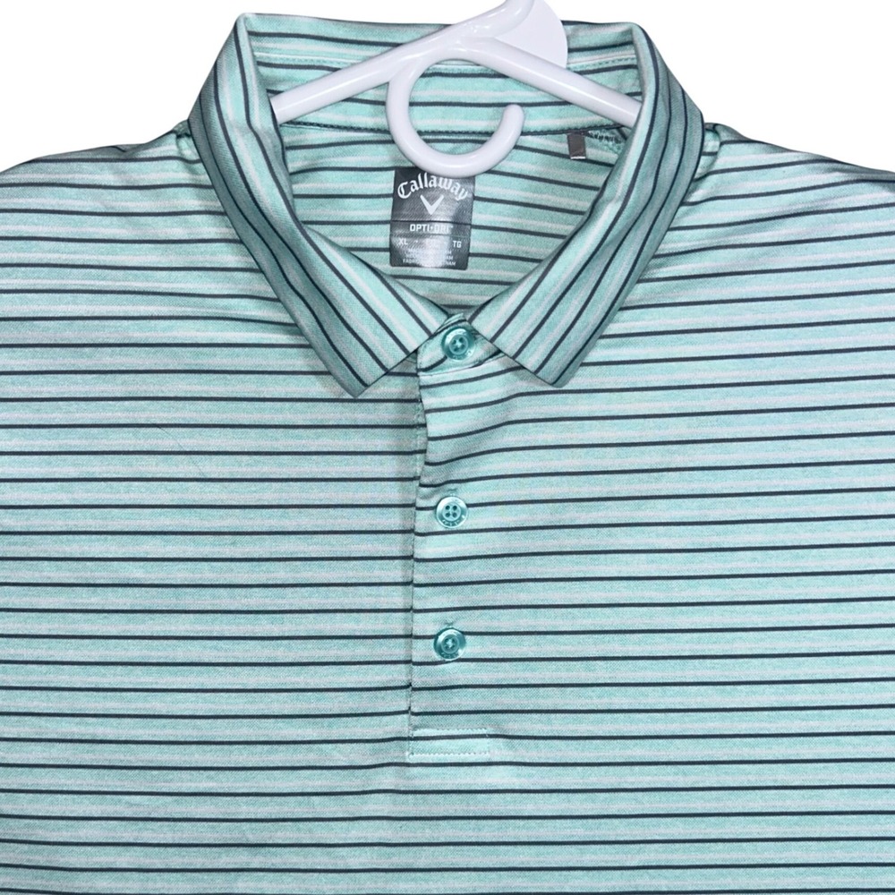 Callaway Opti-Dri Golf Polo Mens XL Blue Striped Swing Tech Performance